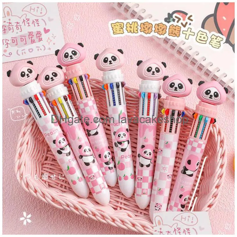 wholesale lats cute peach dundun bear ten color ballpoint pen school office supplies student gift stationery kawaii