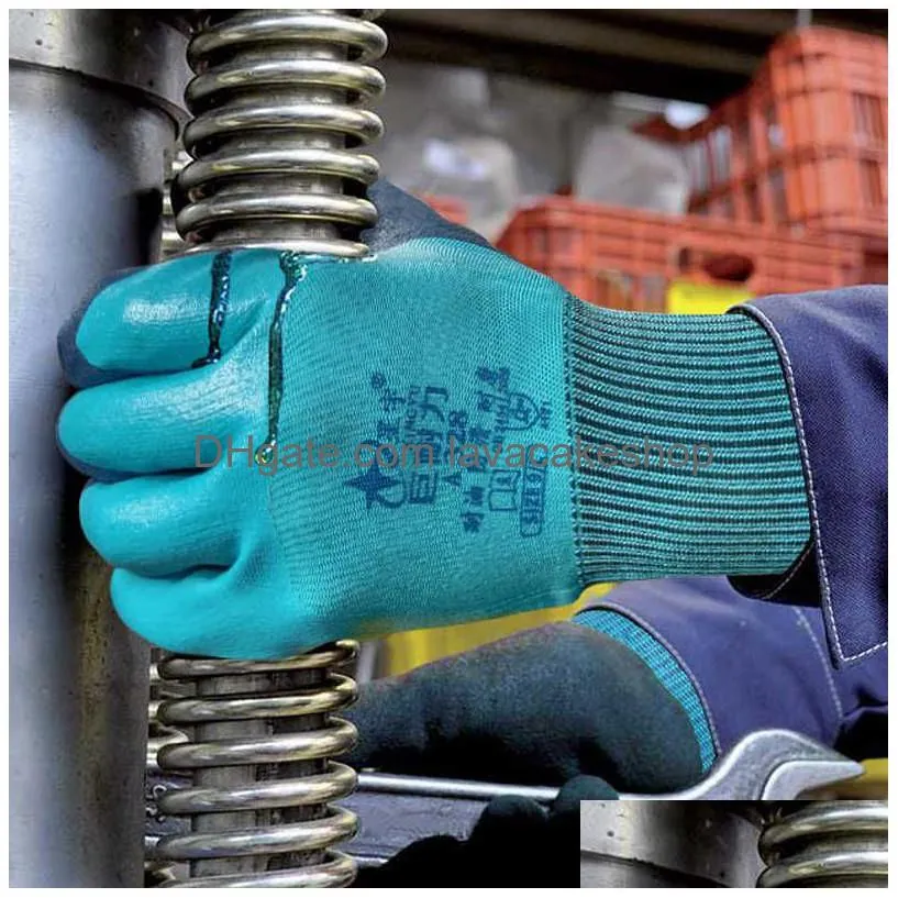 wholesale wear resistant working gloves waterproof non-slip strong grip constrution industrial 12 pairs auto mechanic gloves