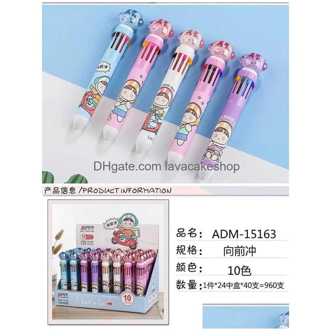 wholesale lats cartoon 10-color ballpoint pen anime multi-color oily cute school office supplies student gift stationery