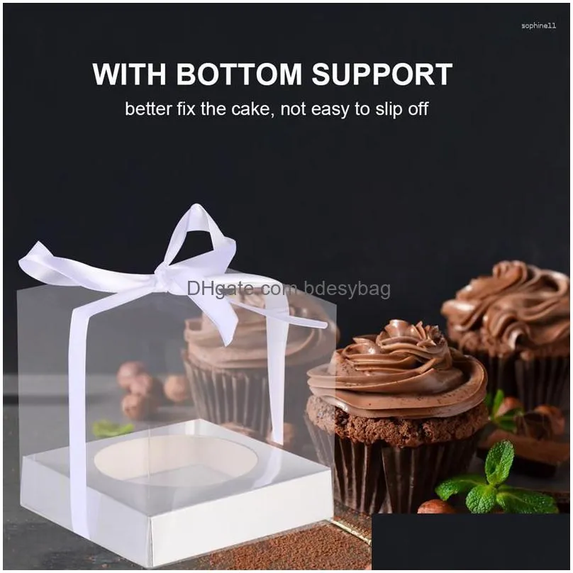 Gift Wrap Gift Wrap 10Pcs Cake Packing Box Clear Containers Transport Container Carrier Cupcake Drop Delivery Home Garden Festive Part Dhy9U