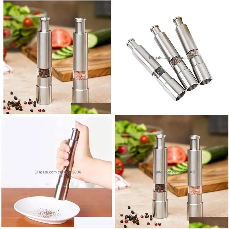 ups manual pepper mill salt shakers one-handed pepper grinder stainless steel spice sauce grinders stick kitchen tools