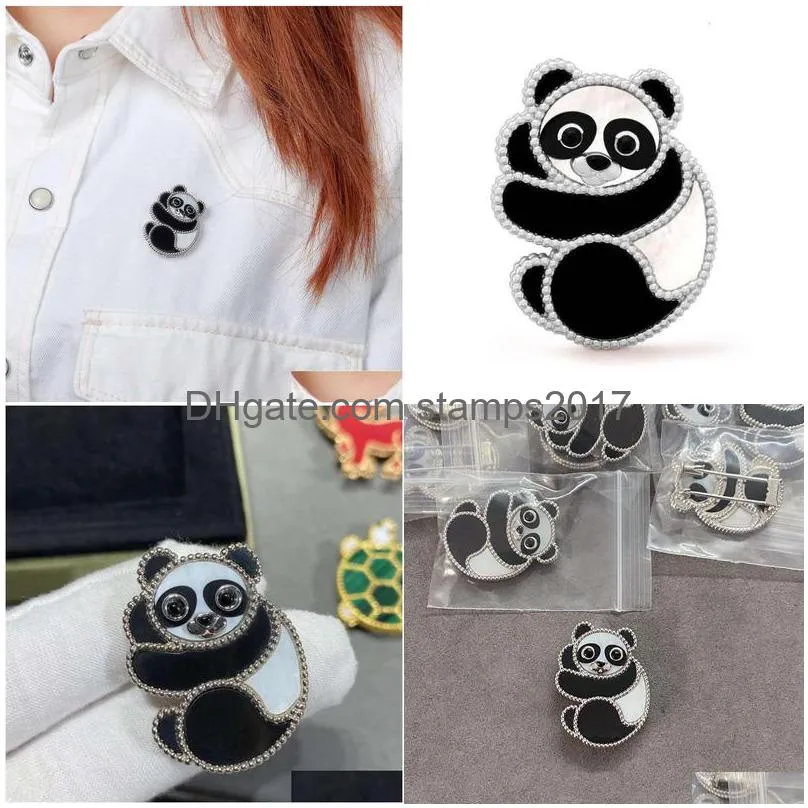 v gold plated mijin panda vanly cleefly animal breast needle lucky children series cnc precision fashion versatile