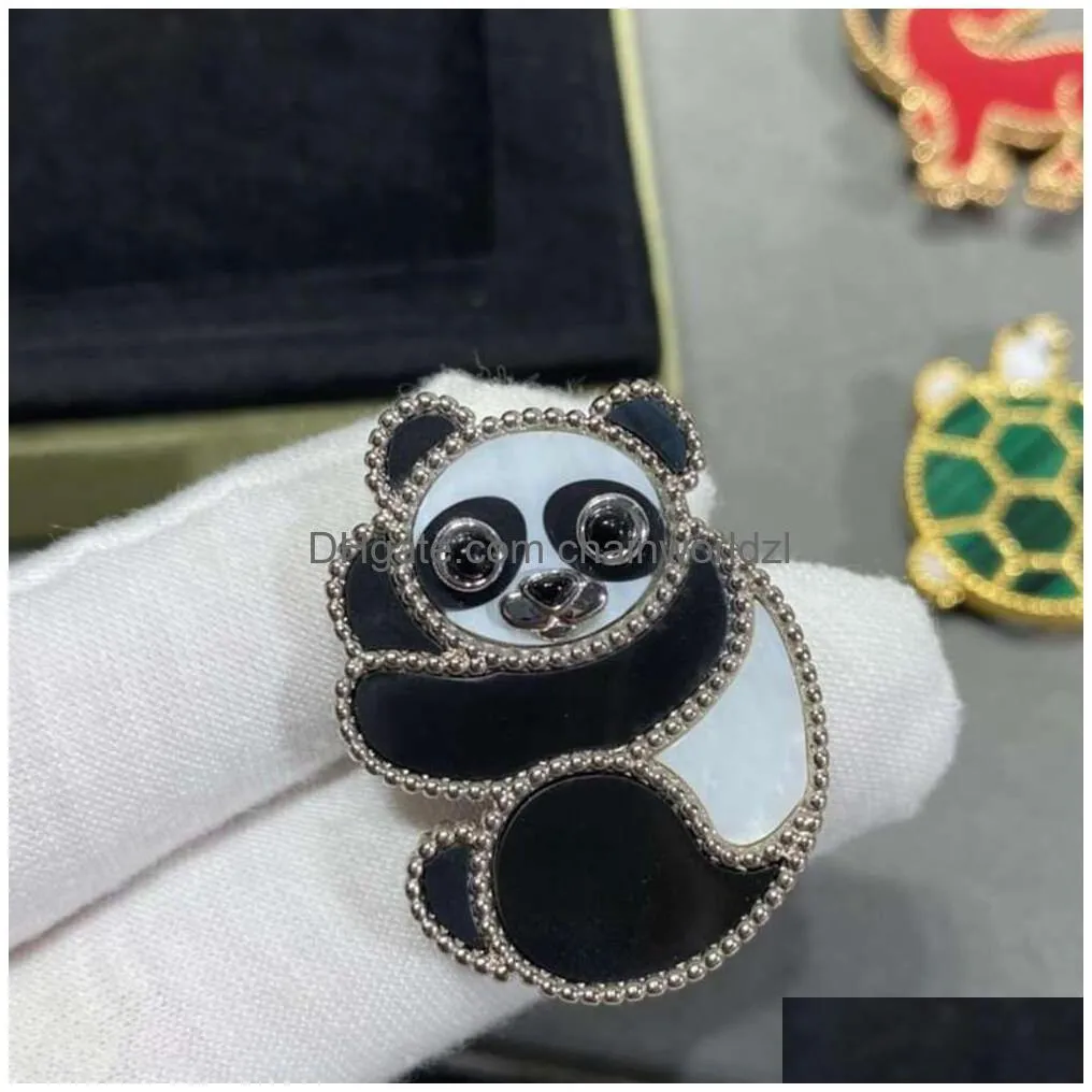 v gold plated mijin panda vanly cleefly animal breast needle lucky children series cnc precision fashion versatile