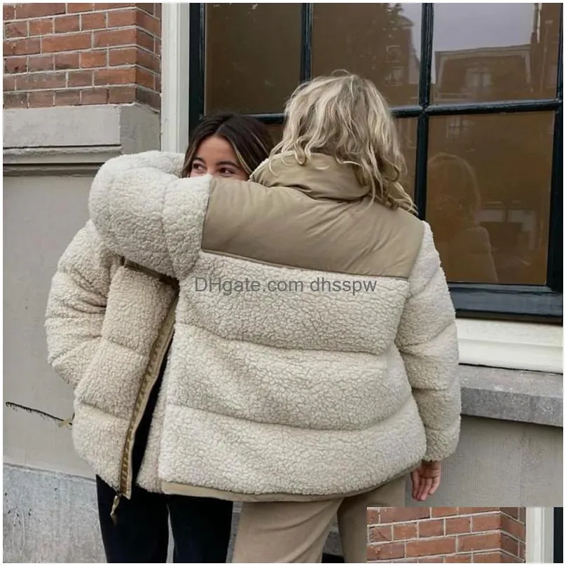 womens jackets winter fleece jacket women faux shearling outerwear coats female suede fur coat men warm thickened lamb puffer-nf