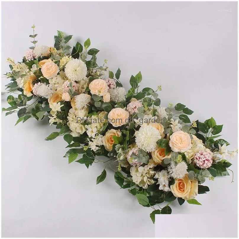 decorative flowers 100cm 50cm artificial wedding wall iron arch backdrop decor supplies fake silk peony rose row table centerpiece