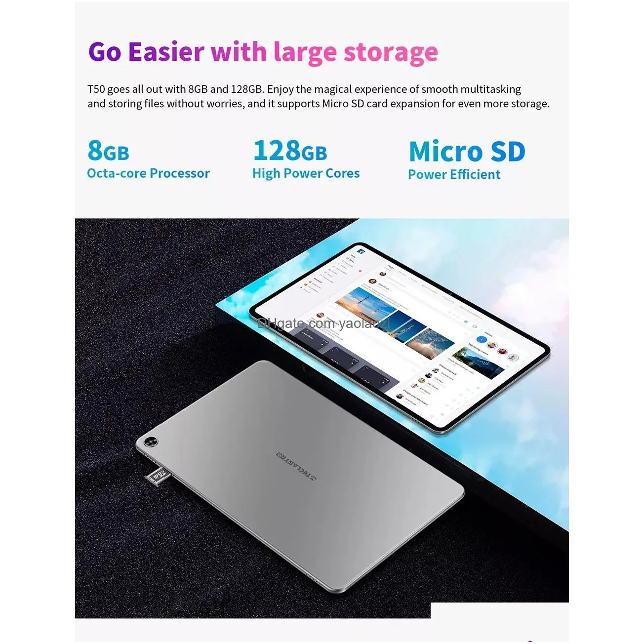 teclast t50 2023 11 2k tablet android 12 2000x1200 16gb ram 128gb rom unisoc t616 octa core 4g network type-c 18w fast charging