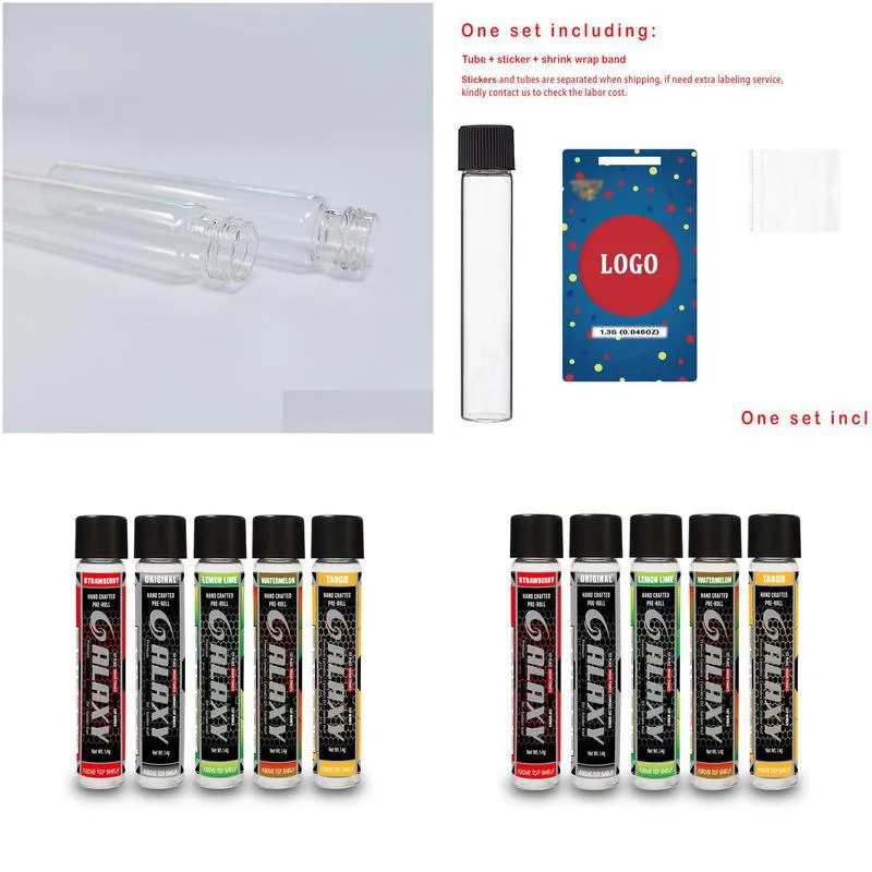 wholesale galaxy 1.4g moon rock glass preroll tube bottle with stickers pre roll joint tube tangie lemon lime