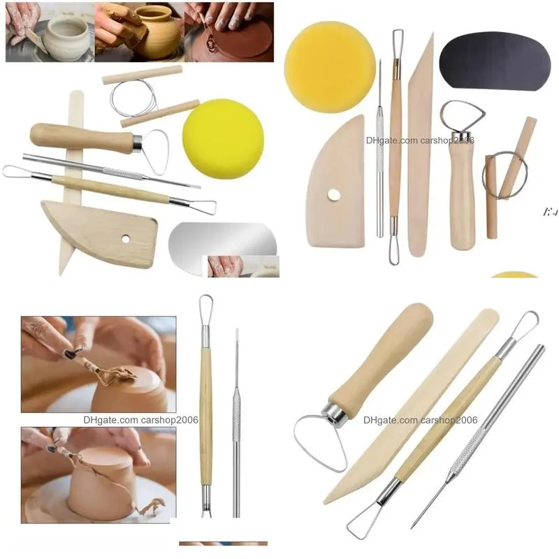 ups 8pcs/set craft tools reusable diy pottery tool kit home handwork clay sculpture ceramics molding drawing tools wholesale