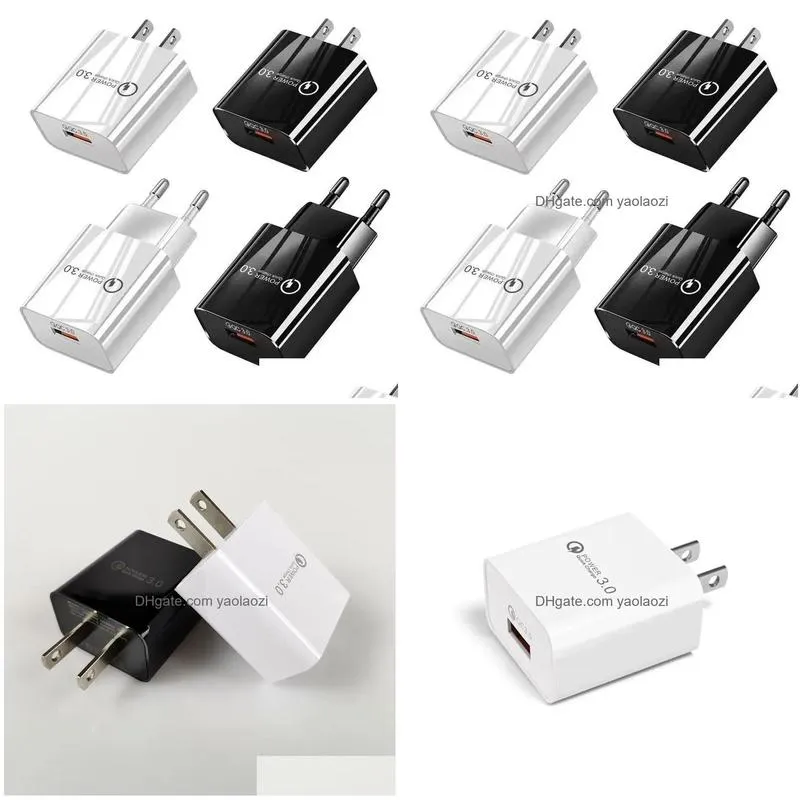 qualcomm 3.0 quick charge fast charging us plug eu plug wall  5v/3a 9v/2a 12v/1.6a adapter for iphone for samsung lg 