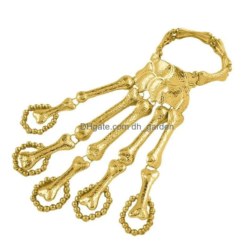 Chain Link Chain 2021 Bracelets Halloween Party Skeleton Hand Bracelet Rings Metal Finger Wholesale 294 Drop Delivery Jewelry Dhgarden Dhifm