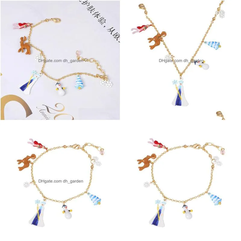 Chain Link Chain European And American Fashion Personality Jewelry Monets Garden Series Flower Pendant Enamel Bracelet Decor Dhgarden Dhdkv