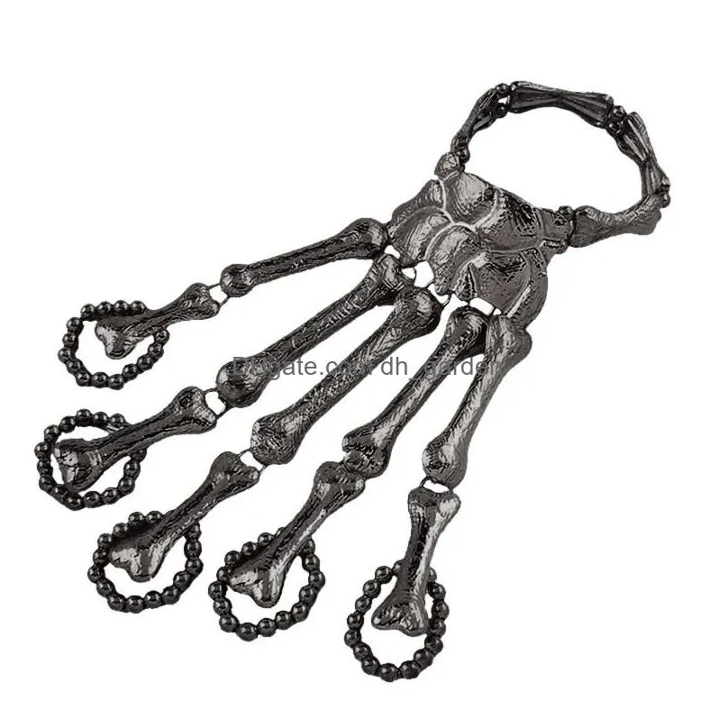 Chain Link Chain 2021 Bracelets Halloween Party Skeleton Hand Bracelet Rings Metal Finger Wholesale 294 Drop Delivery Jewelry Dhgarden Dhifm