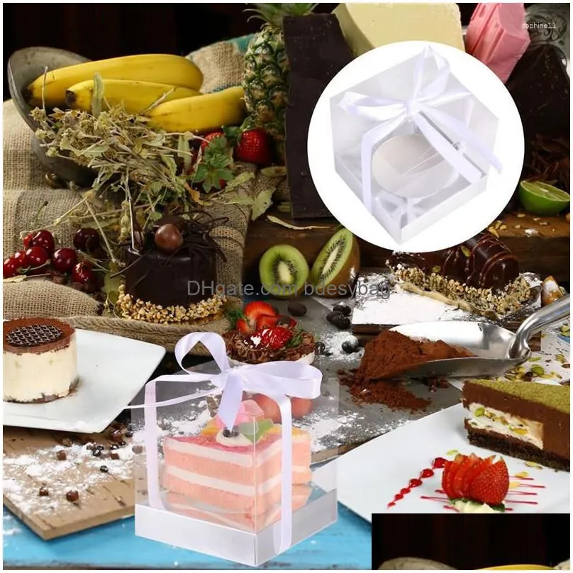 Gift Wrap Gift Wrap 10Pcs Cake Packing Box Clear Containers Transport Container Carrier Cupcake Drop Delivery Home Garden Festive Part Dhy9U