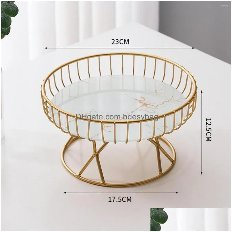 Dishes & Plates Plates Metal Iron Wire Fruit Basket Tray Cakes Holder Storage Bowl Vegetables Bread Stand Creative Frame Decoration Dr Dh8To