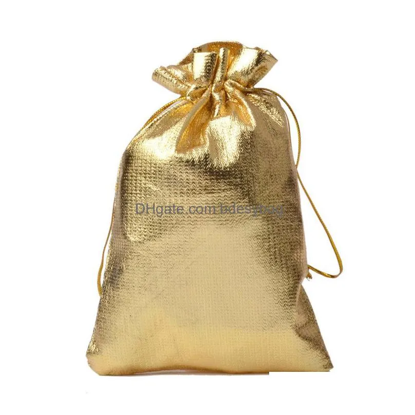 Gift Wrap Gift Wrap 15X20Cm Gold Sier Color Dable Bags Jewelry Packaging Christmas Wedding Party Candy Chocolate Pouches Drop Delivery Dhslh