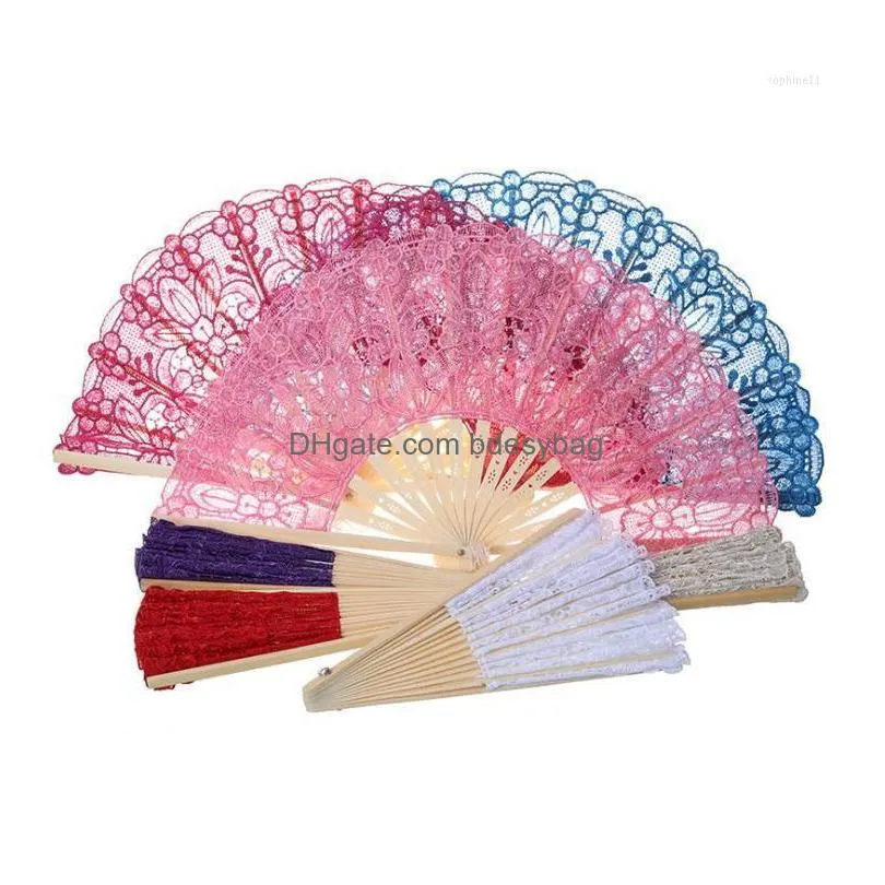 Party Favor Party Favor Held Fan Pattern Folding Dance Wedding Lace Hand Flower Wholesale Drop Delivery Home Garden Festive Party Supp Dhytz