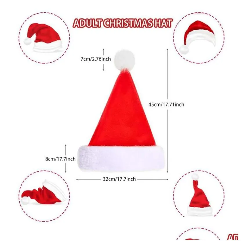 christmas decorations santa hat deluxe party plush hats red white thick coral veet for kid adt children men women