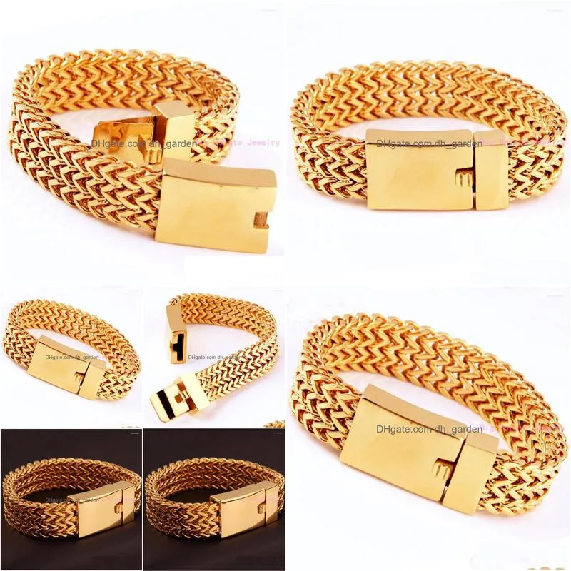 Chain Link Bracelets Fashion 3Row Gold Figaro Chain 316L Stainless Steel Unique Bracelet For Charming Mens Cuff Jewelry 22Cm Dhgarden Dhjwo