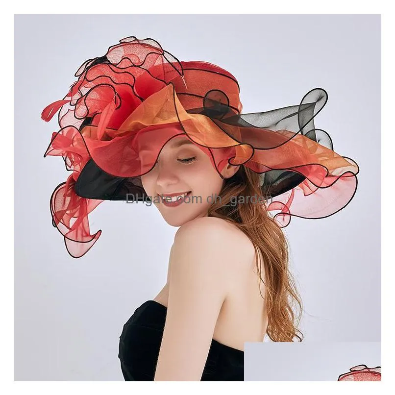 Berets Berets The Europe And United States 2022 Sun Hat Fashion Crystal Flowers White Gauze Women Summer Drop Delivery Fashi Dhgarden Dhh0M