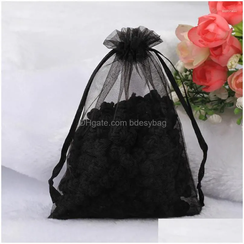 Gift Wrap Gift Wrap 100Pcs Organza Jewelry Packaging Bag 9X12Cm Wedding Favor Party Bags Christmas Wholesale Drop Delivery Home Garden Dhrcu