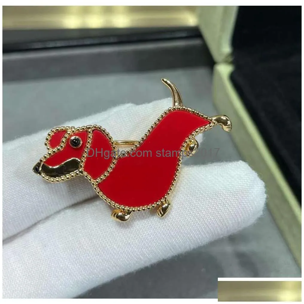 v gold plated mijin dachshund animal breast needle lucky children series cnc high edition full and round