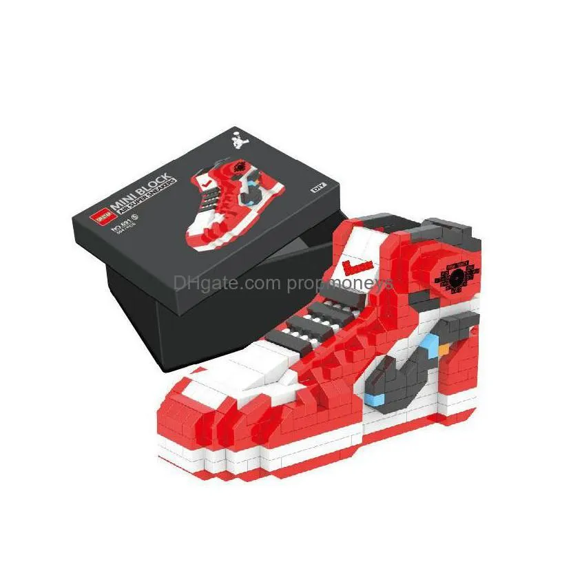 blocks diy mini building block boys sport basketball shoes sneakers model biding bricks toys assembly for blocks toy kids toys gifts b