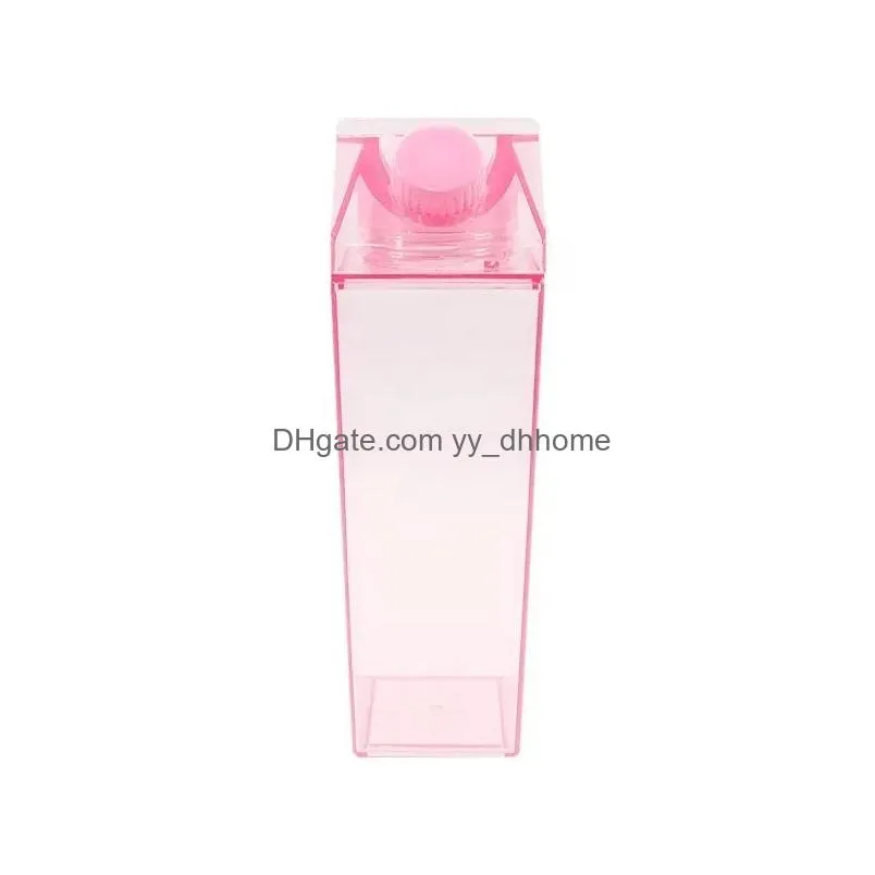 ups 500ml milk box plastic milk carton acrylic water bottle clear transparent square juice bottles for outdoor sports travel 7.23