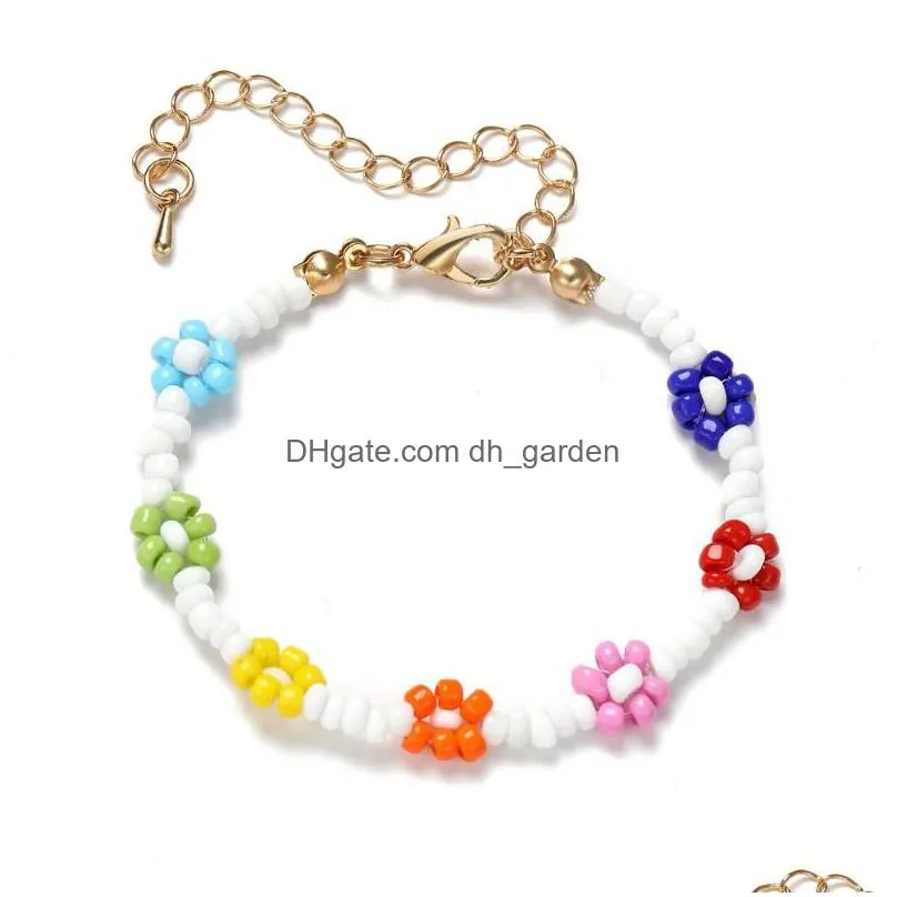 Chain Link Chain Cute Flower Beaded Bracelet For Girls Friendship Children Accessories Jewelry Wholesale 2021 Fashion Drop D Dhgarden Dhu3A