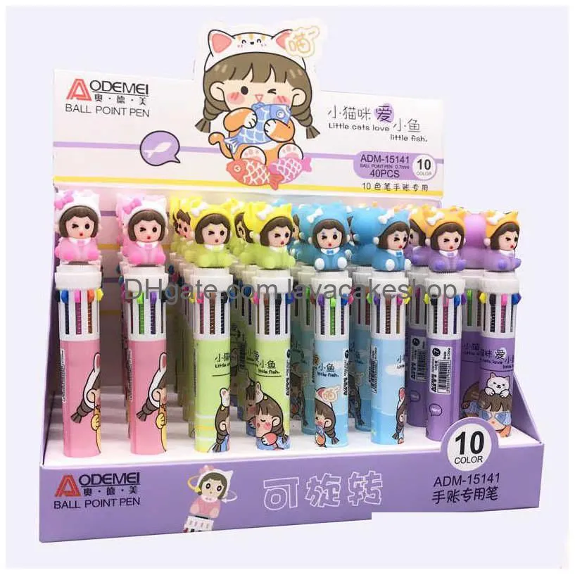 wholesale lats cartoon 10-color ballpoint pen anime multi-color oily cute school office supplies student gift stationery