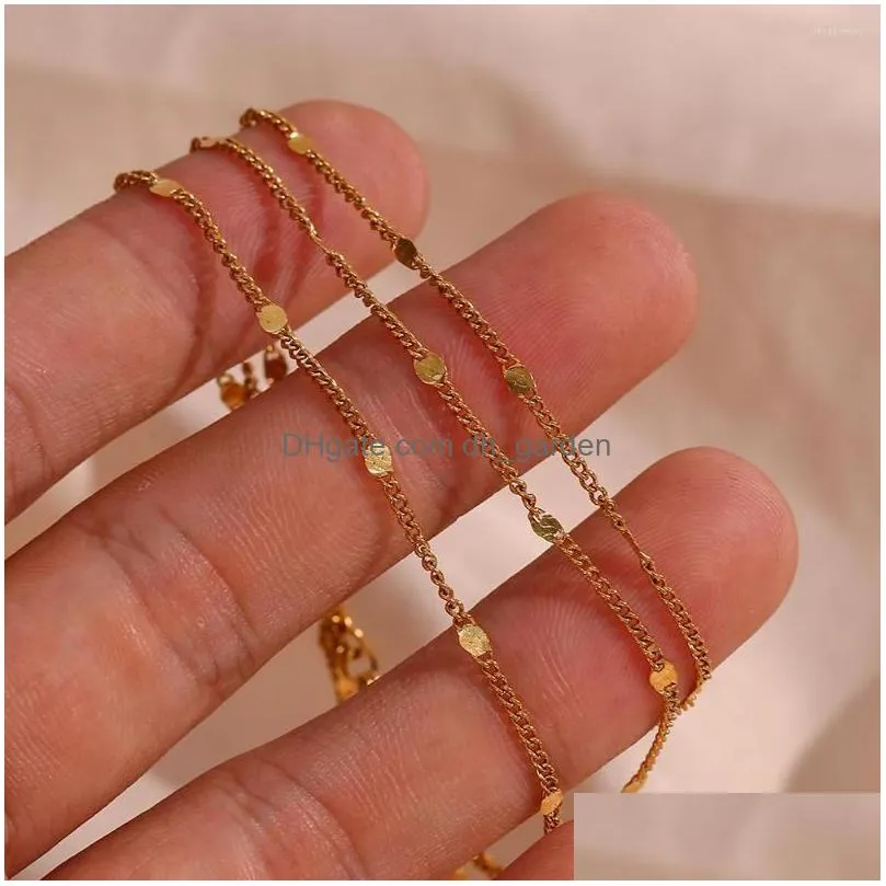 Chain Link Bracelets 18K Gold Plated Handmade Sequined Mtilayer Tassel For Women 2022 Trendy High Quality Waterproof Drop De Dhgarden Dhzj8