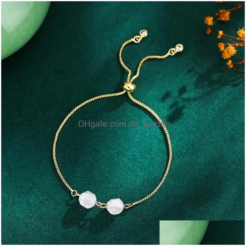 Chain Link Chain Plumiss Geometric 2 Amazonite Beads Bracelet For Women Natural Stone Charm Adjustable Ladies Gift Jewelry D Dhgarden Dhq2W