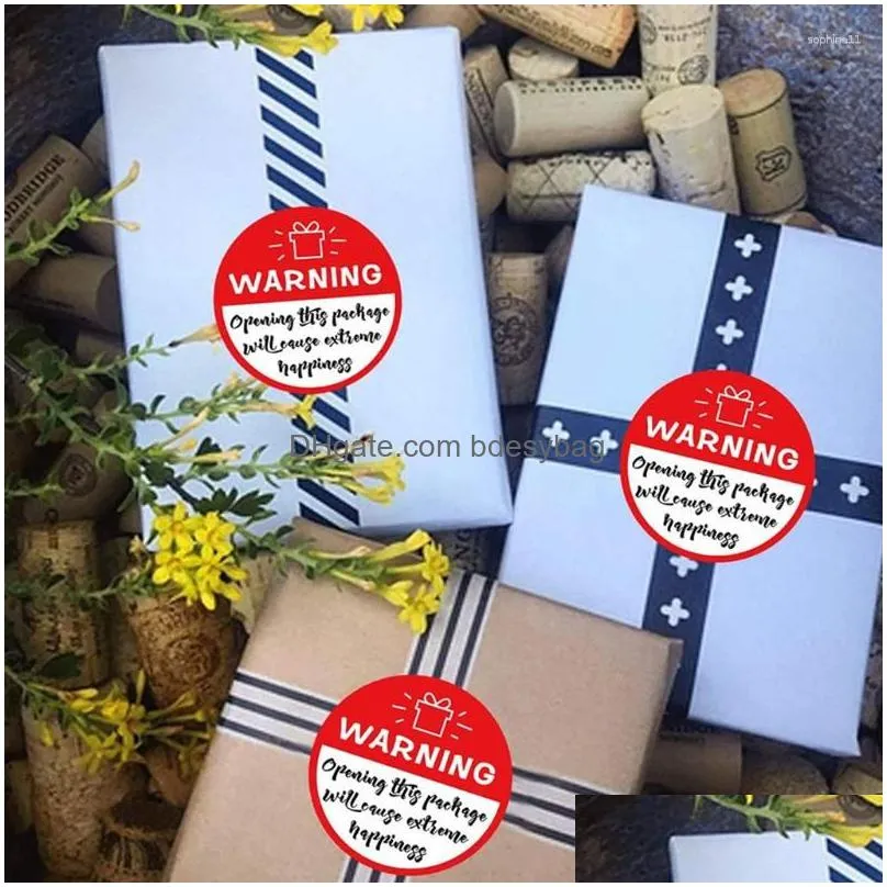 Gift Wrap Gift Wrap Pcs/1 Roll Round Warning Label Stickers Present Wrap Seal Stationery Drop Delivery Home Garden Festive Party Suppl Dhnpb