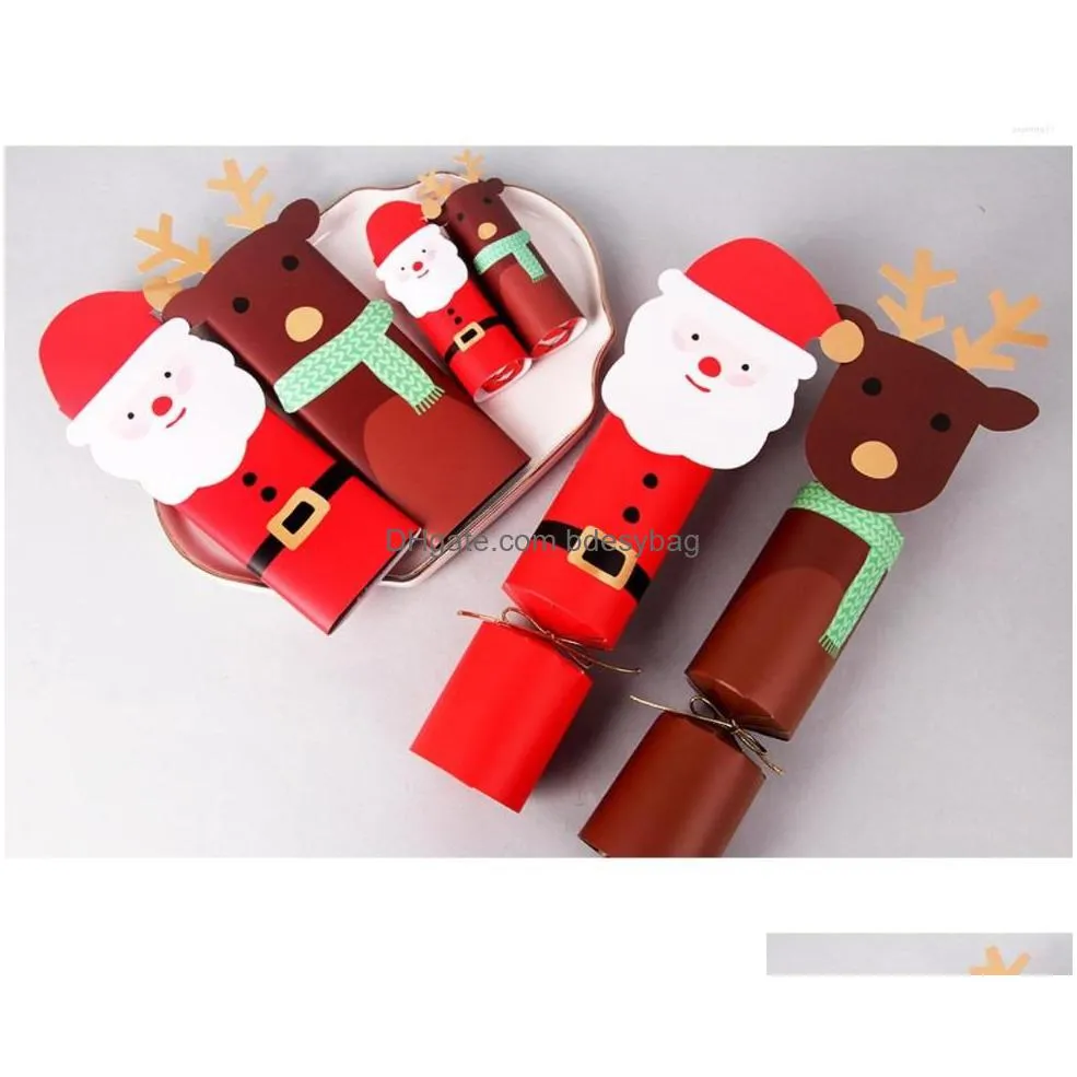 Gift Wrap Gift Wrap 10Pcs Candy Shaped Box Christmas Deer Santa Claus Favor Boxes Cake Cartoon Packaging Bag Xmas Year Party Supplies Dhjze