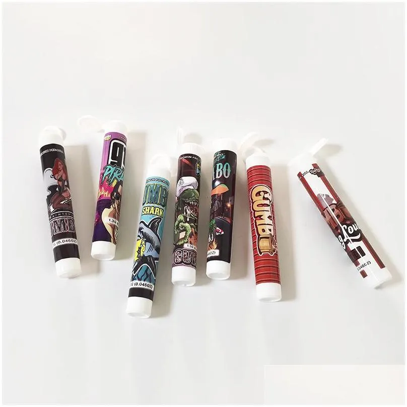 wholesale plastic preroll packaging tube 1.3g jar custom squeeze tubes popup children proof container gumbo pre roll package