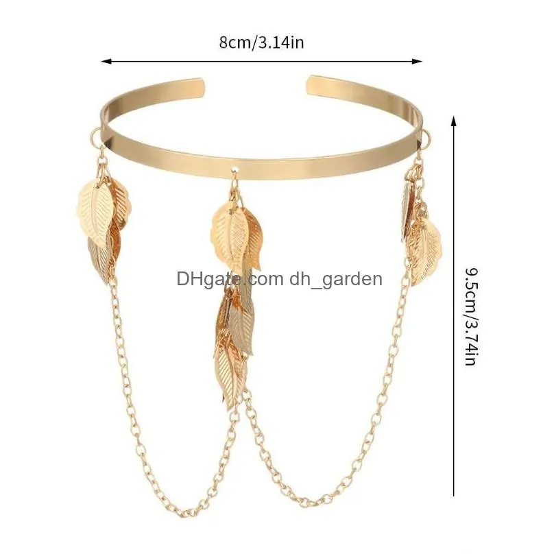 Chain Link Chain Temperament Women Metal Leaves Jewelry Leaf Tassel Pendants Arm Decor Upper Bracelet Drop Delivery Jewelry B Dhgarden Dhmki