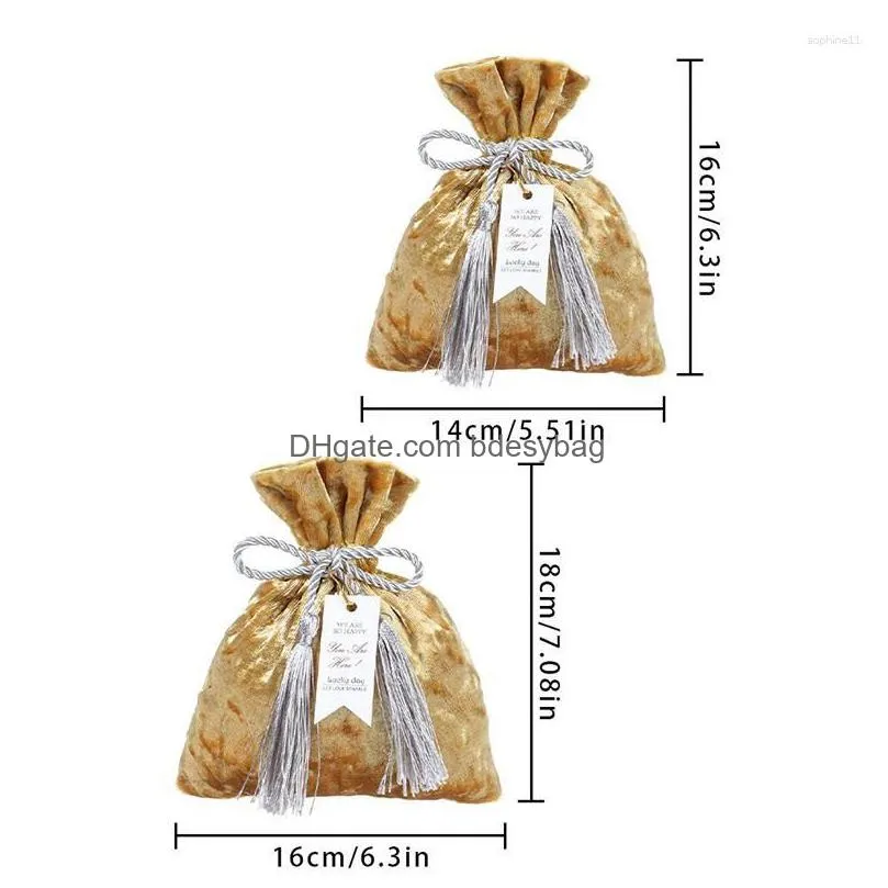 Gift Wrap Gift Wrap Fashion Veet Fabric Candy Bags Foldable Portable Dust Protect Dstring Tassel Pouches Wedding Party Jewelry Bag Dro Dh54D