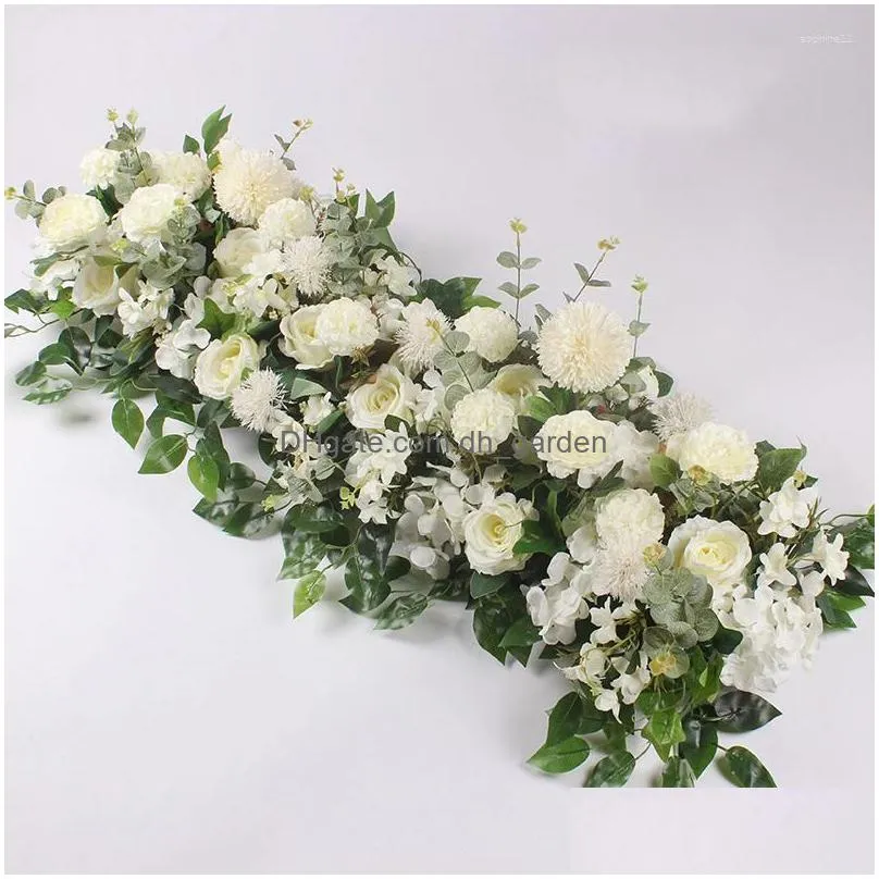 decorative flowers 100cm 50cm artificial wedding wall iron arch backdrop decor supplies fake silk peony rose row table centerpiece