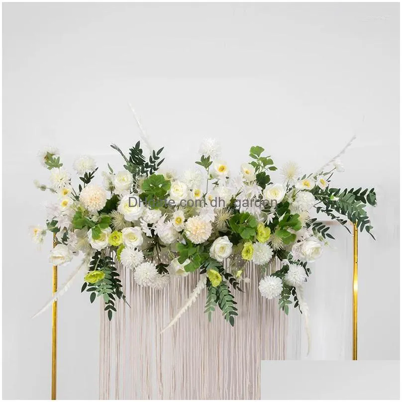 decorative flowers 100cm 50cm artificial wedding wall iron arch backdrop decor supplies fake silk peony rose row table centerpiece