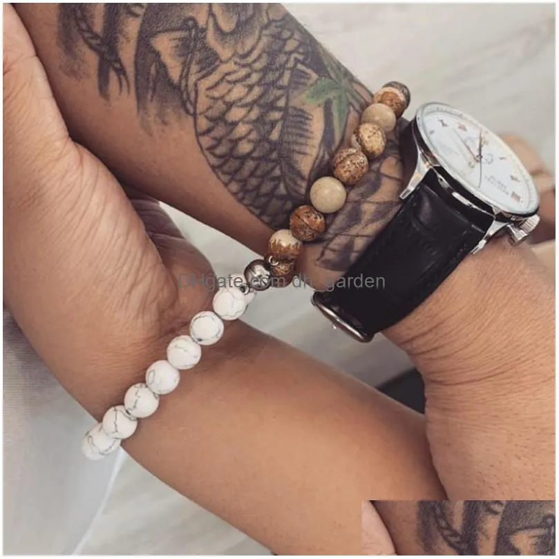 Chain Link Chain 2021 Exquisite Jewelry 8Mm Stone Beads Magnet Buckle Couple Lucky Beaded Bracelet For Women Charm Bangle Dr Dhgarden Dhwii