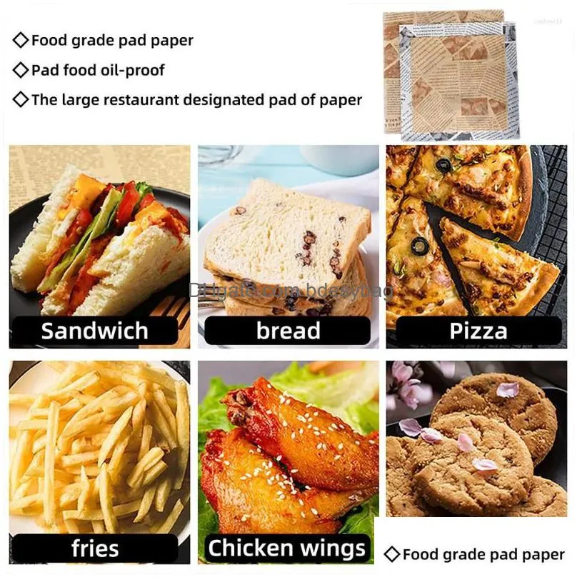 Baking & Pastry Tools Baking Tools 100Pcs/Lot Wax Paper Food Grade Grease Wrappers Wrap For Bread Sandwich Burger Fries Oilpaper Drop Dh2Na