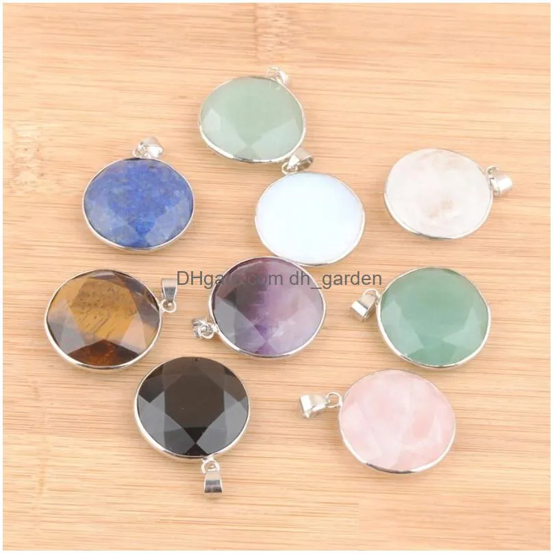 Pendant Necklaces Pendant Necklaces Wholesale 3Pcs Natural Mtifaceted Stone Necklace 26Mm Round Circle Beads Jewelry Tigers Dhgarden Dhgvu