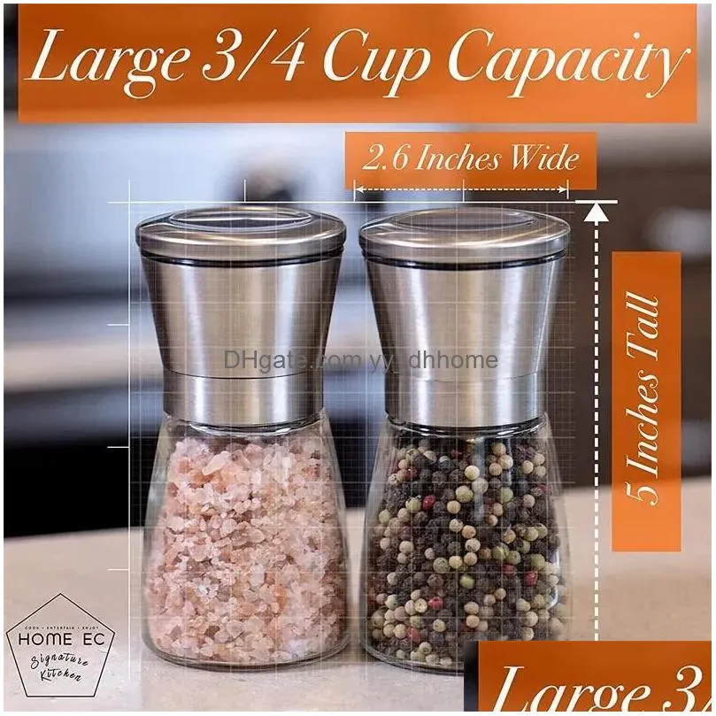 ups stainless steel salt and pepper grinder adjustable ceramic sea salt mill kitchen tools 10.4