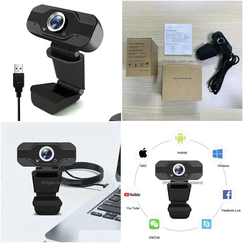 full hd 1080p webcam pc web camera with microphone x5 usb webcams for calling live broadcast video conference