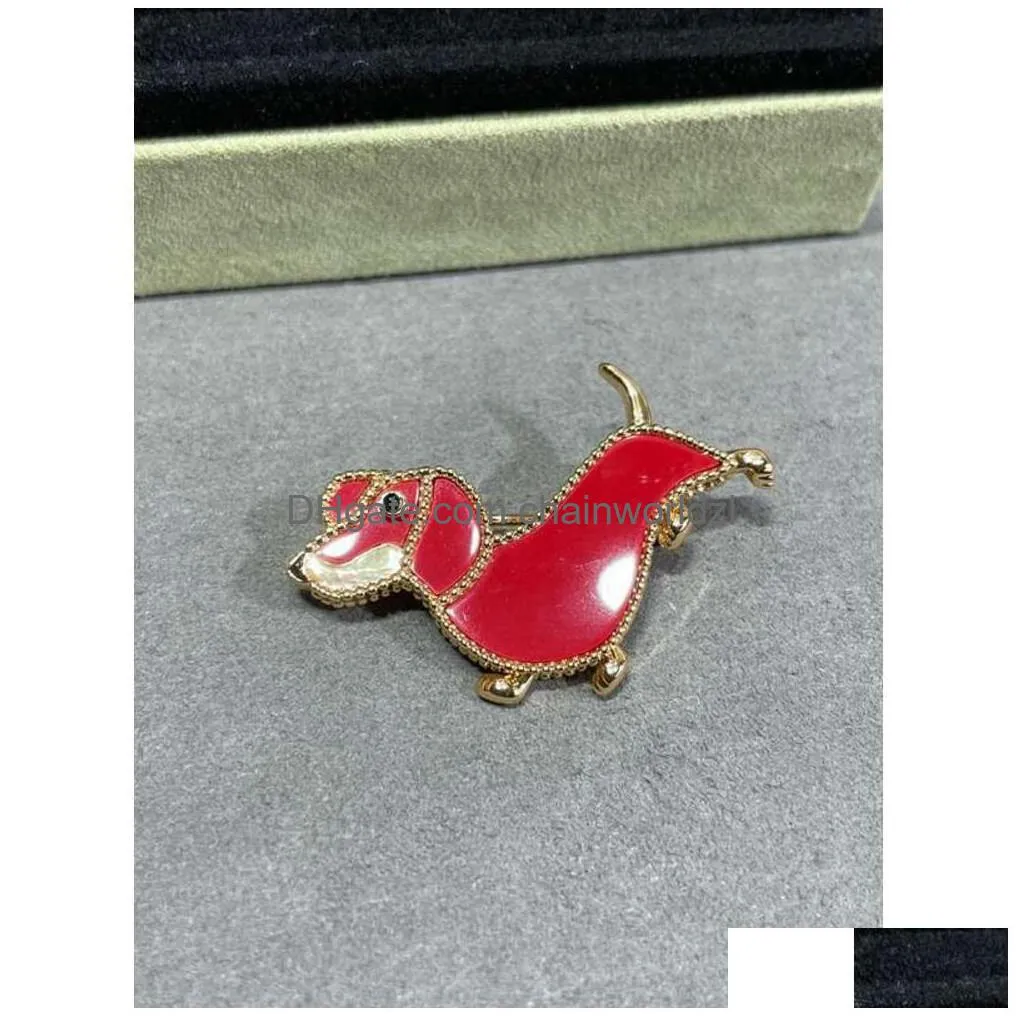 v gold plated mijin dachshund animal breast needle lucky children series cnc high edition full and round