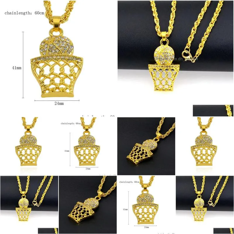 Pendant Necklaces Pendant Necklaces Trend Mens Hip Hop Diamond Necklace Creative Basketball Grid Elegant Versatile Interesti Dhgarden Dhitm