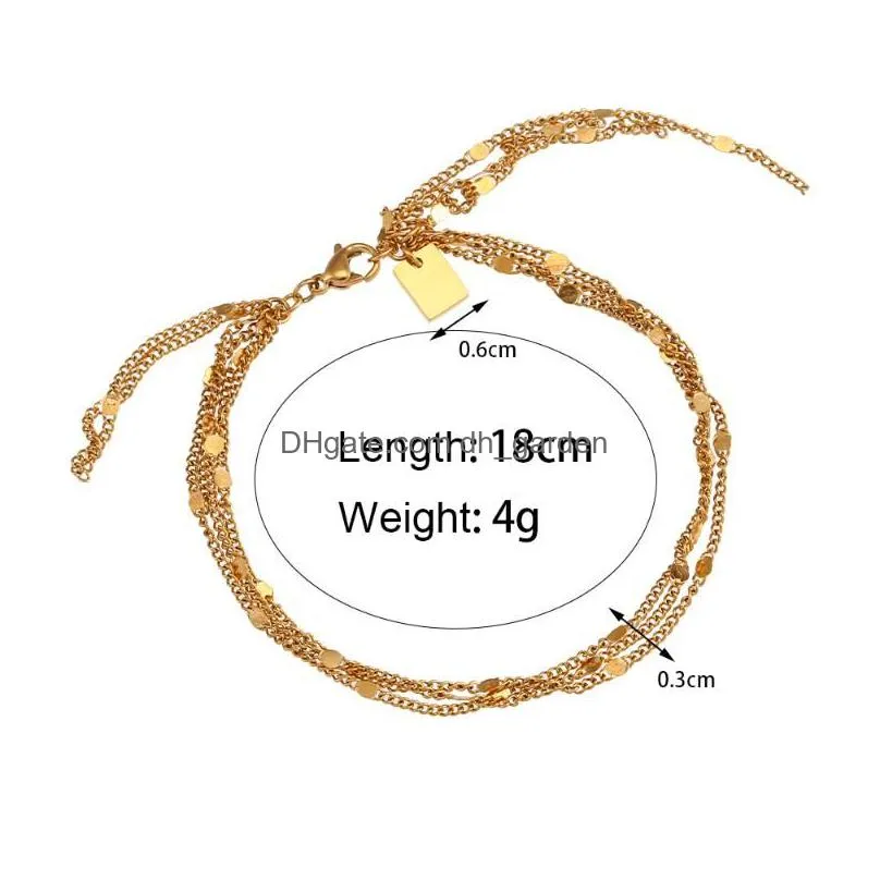 Chain Link Bracelets 18K Gold Plated Handmade Sequined Mtilayer Tassel For Women 2022 Trendy High Quality Waterproof Drop De Dhgarden Dhzj8