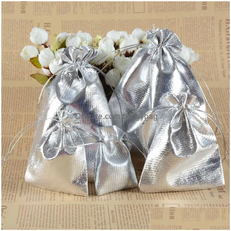 Gift Wrap Gift Wrap 15X20Cm Gold Sier Color Dable Bags Jewelry Packaging Christmas Wedding Party Candy Chocolate Pouches Drop Delivery Dhslh