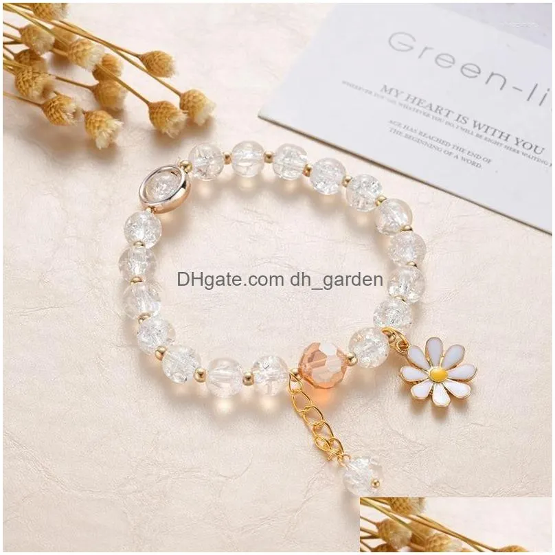 Charm Bracelets Charm Bracelets 2022 Fashion Cute Bracelet Flower Glass Filled Female Sun Sisters Girlfriends Drop Delivery Dhgarden Dhx5C
