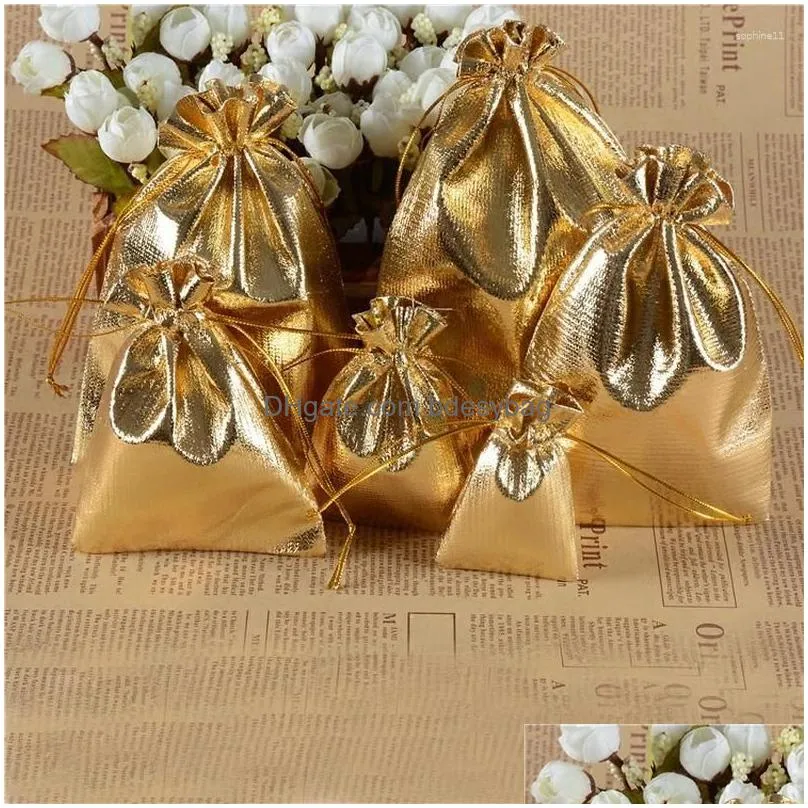 Gift Wrap Gift Wrap 15X20Cm Gold Sier Color Dable Bags Jewelry Packaging Christmas Wedding Party Candy Chocolate Pouches Drop Delivery Dhslh