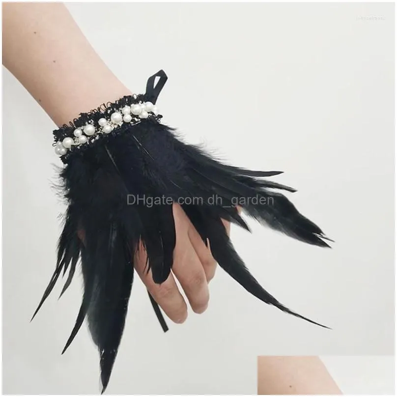 Chain Link Bracelets F19D Wrist Sleeve Bangle Wristband Anklet Decors Hair Accessories Feather Drop Delivery Jewelry Bracelet Dhgarden Dhwxv